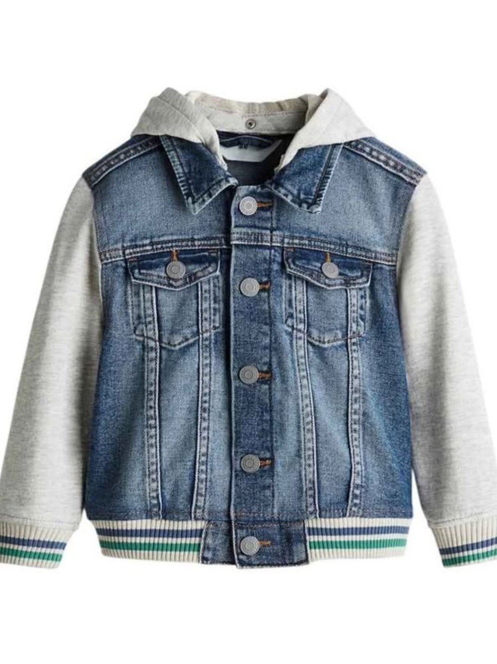H&M Varisty Hooded Denim Jacket Boys Size 4T